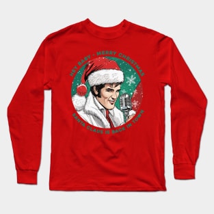 santa is back in town. rockabilly santa rocks Long Sleeve T-Shirt